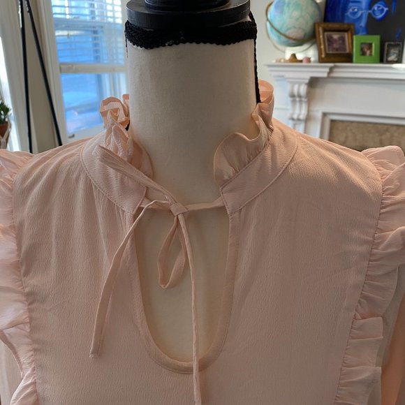 ASOS Vero Moda Blush Pink Pale Pink Dress with Ruffles | Size L - Picture 3 of 4